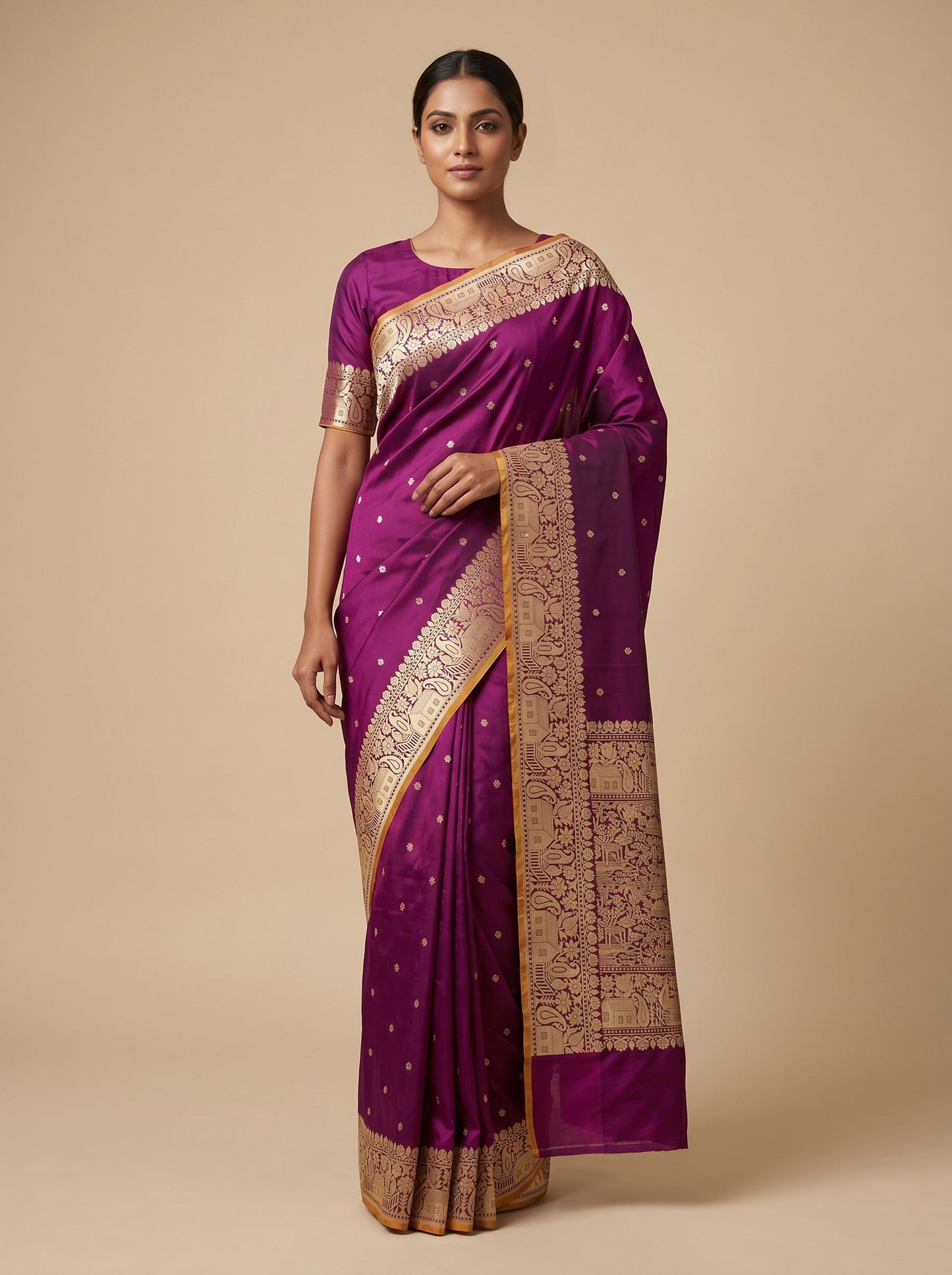 Wine Rich Allure Handloom Saree