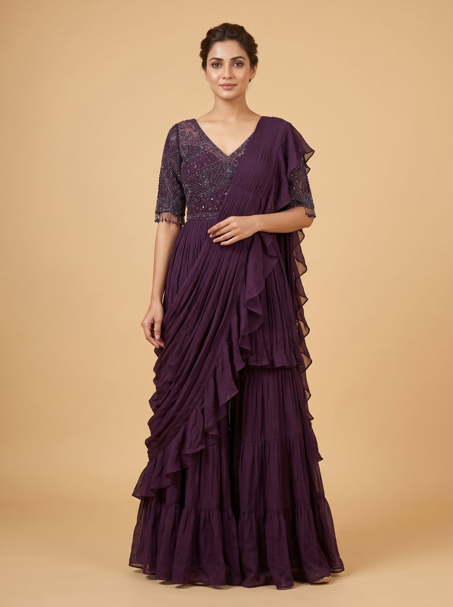 Wine Tone Indo Western Set