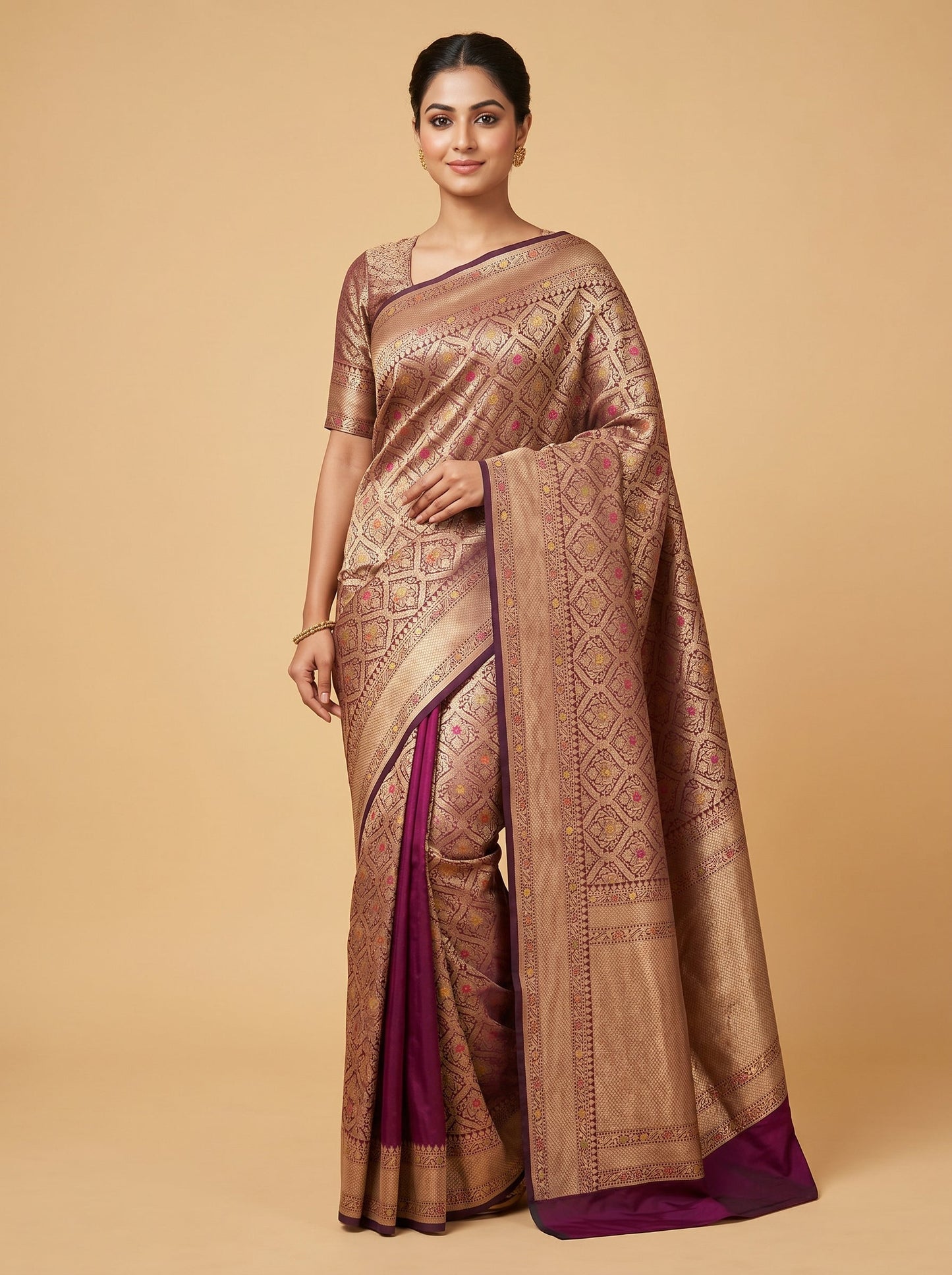 Wine Regal Depth Handloom Saree