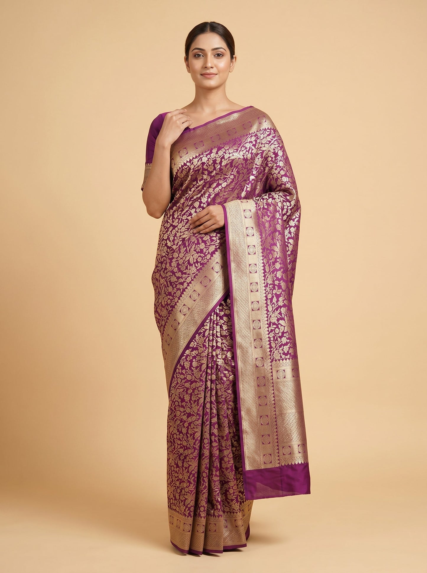 Wine Vivid Glow Handloom Saree