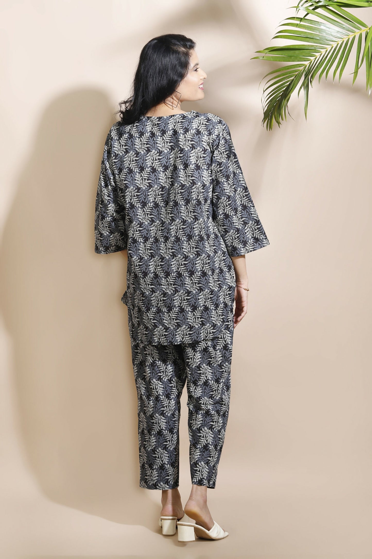 Breathables Abstract Cotton Co-Ord Set Black