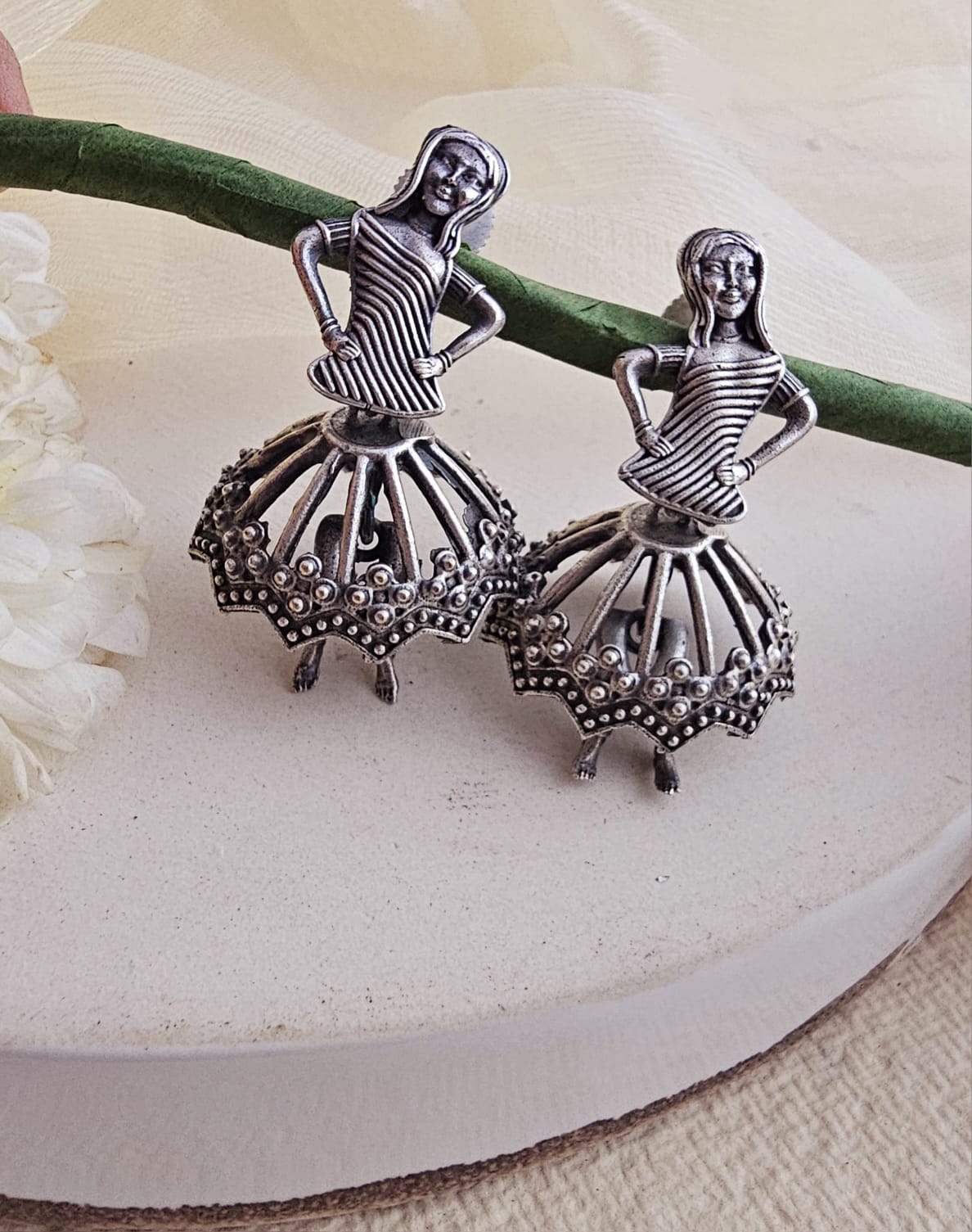 German Silver Quirky Drop Earrings