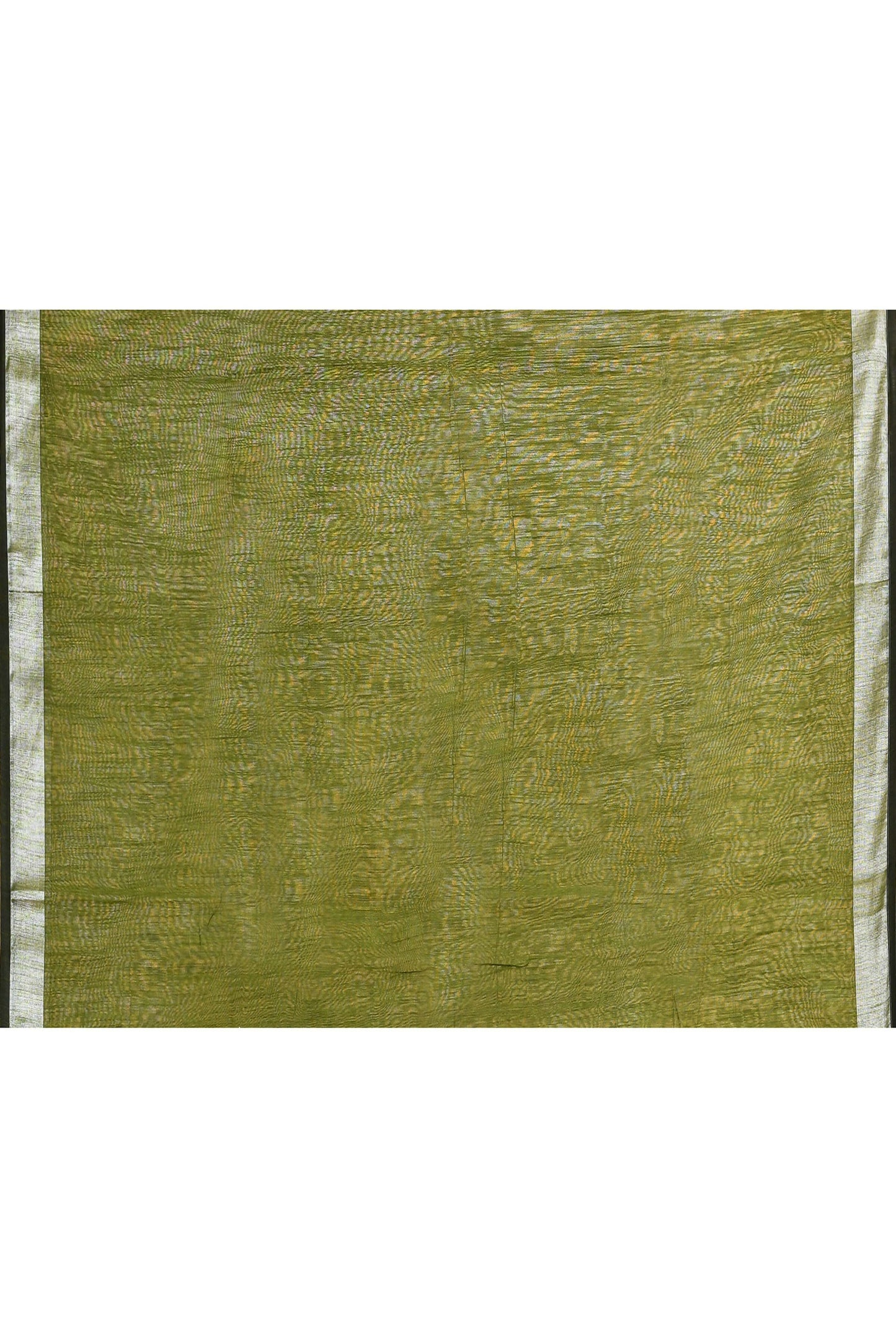 Piyari Fashion Women's Moss Green Embellished Cotton Blend Zari Border Handloom Saree