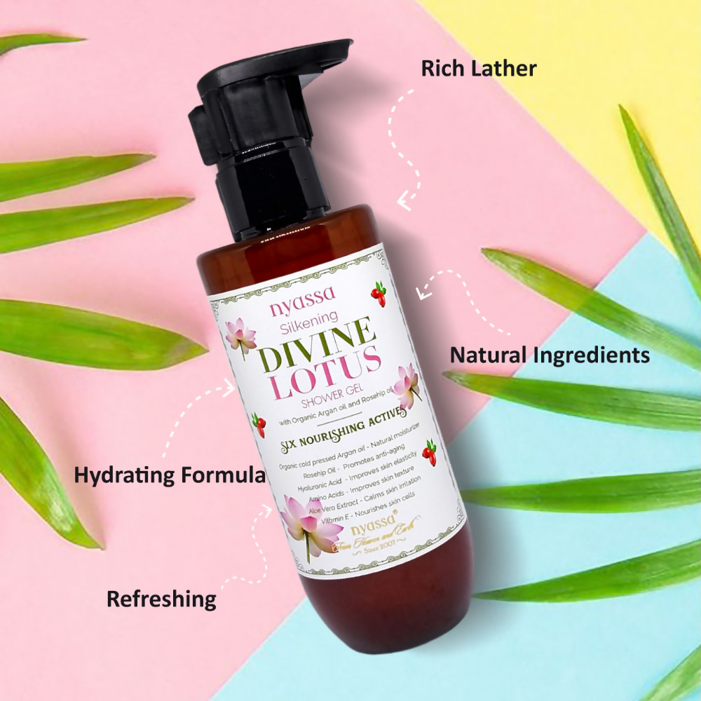 Nyassa Silkening Divine Lotus Shower Gel With Organic Oil And Rosehip Oil