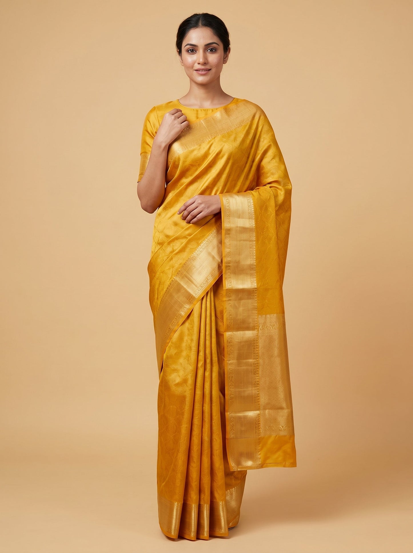 Yellow Bright Flow Handloom Saree
