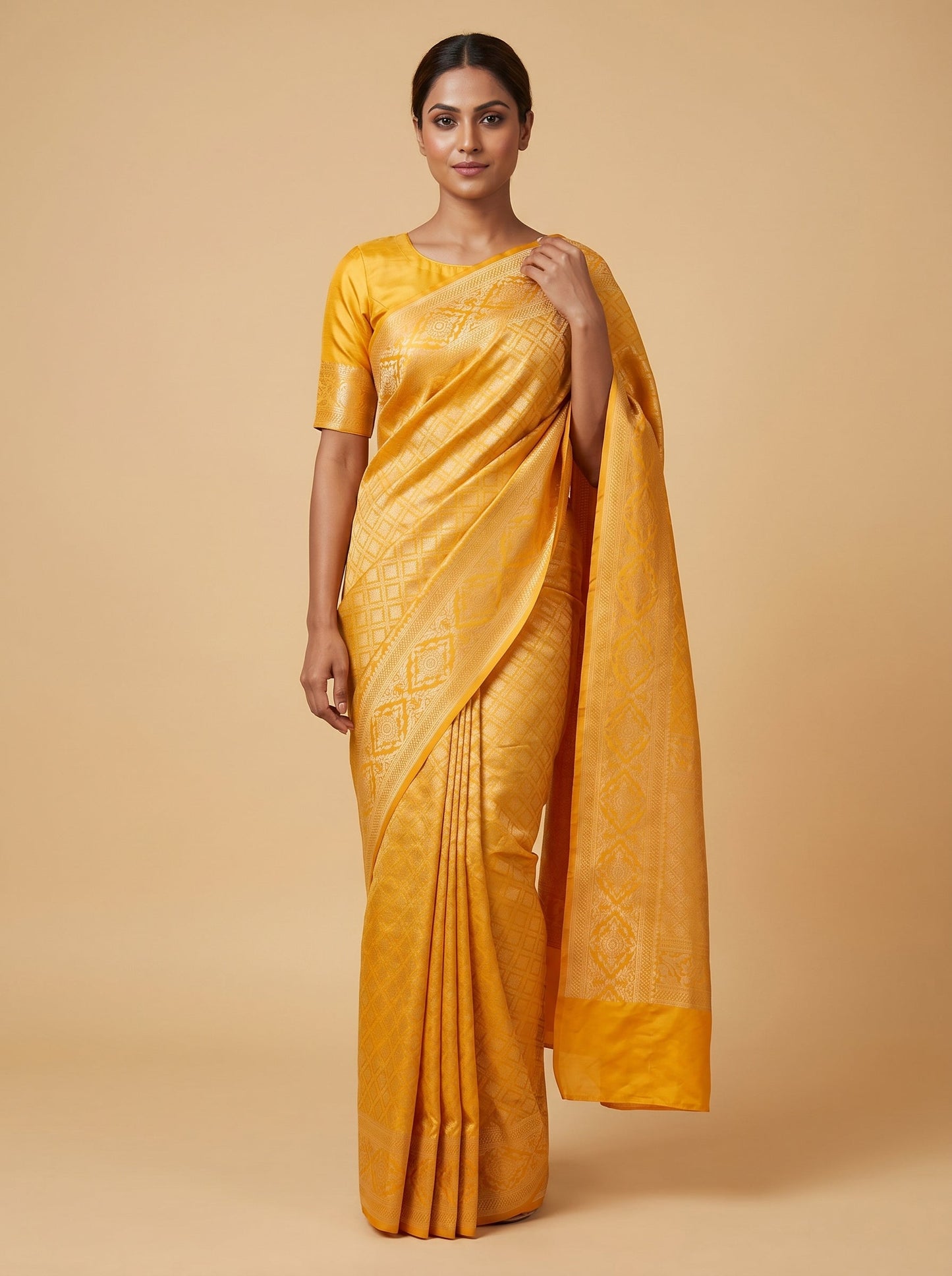 Yellow Golden Beam Handloom Saree