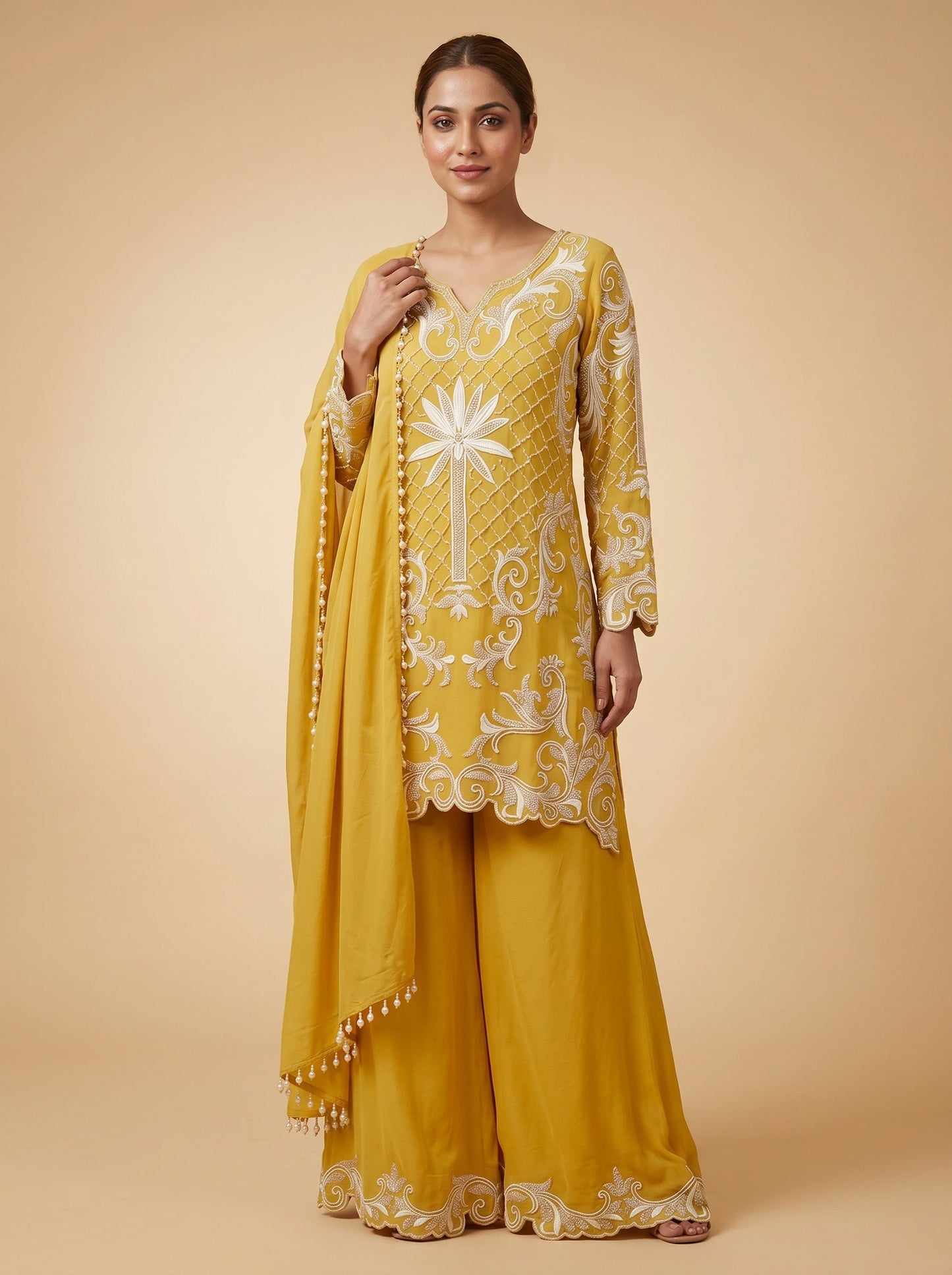 Yellow Kurti Pant Set Suit