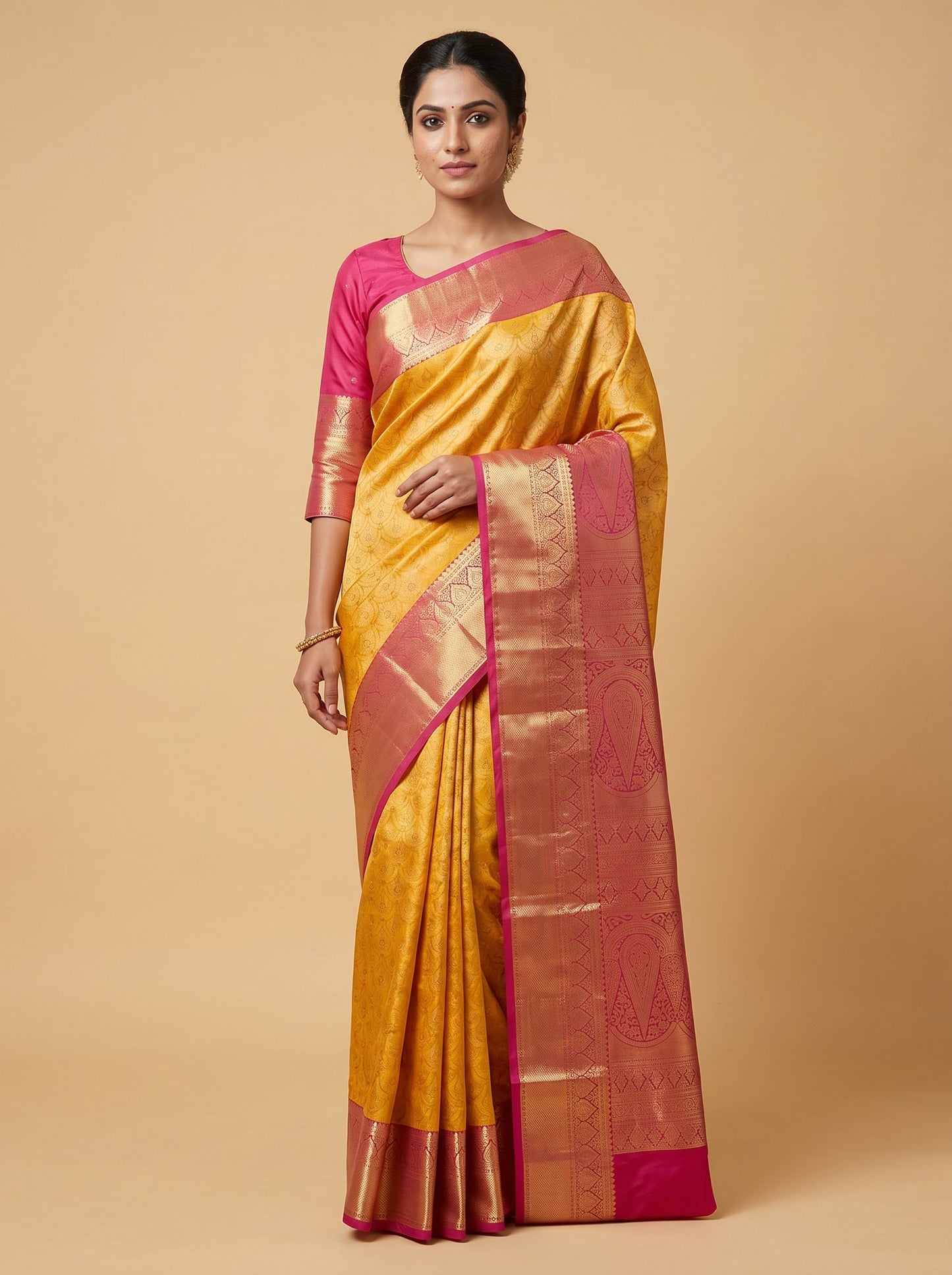 Yellow Luminous Handloom Saree