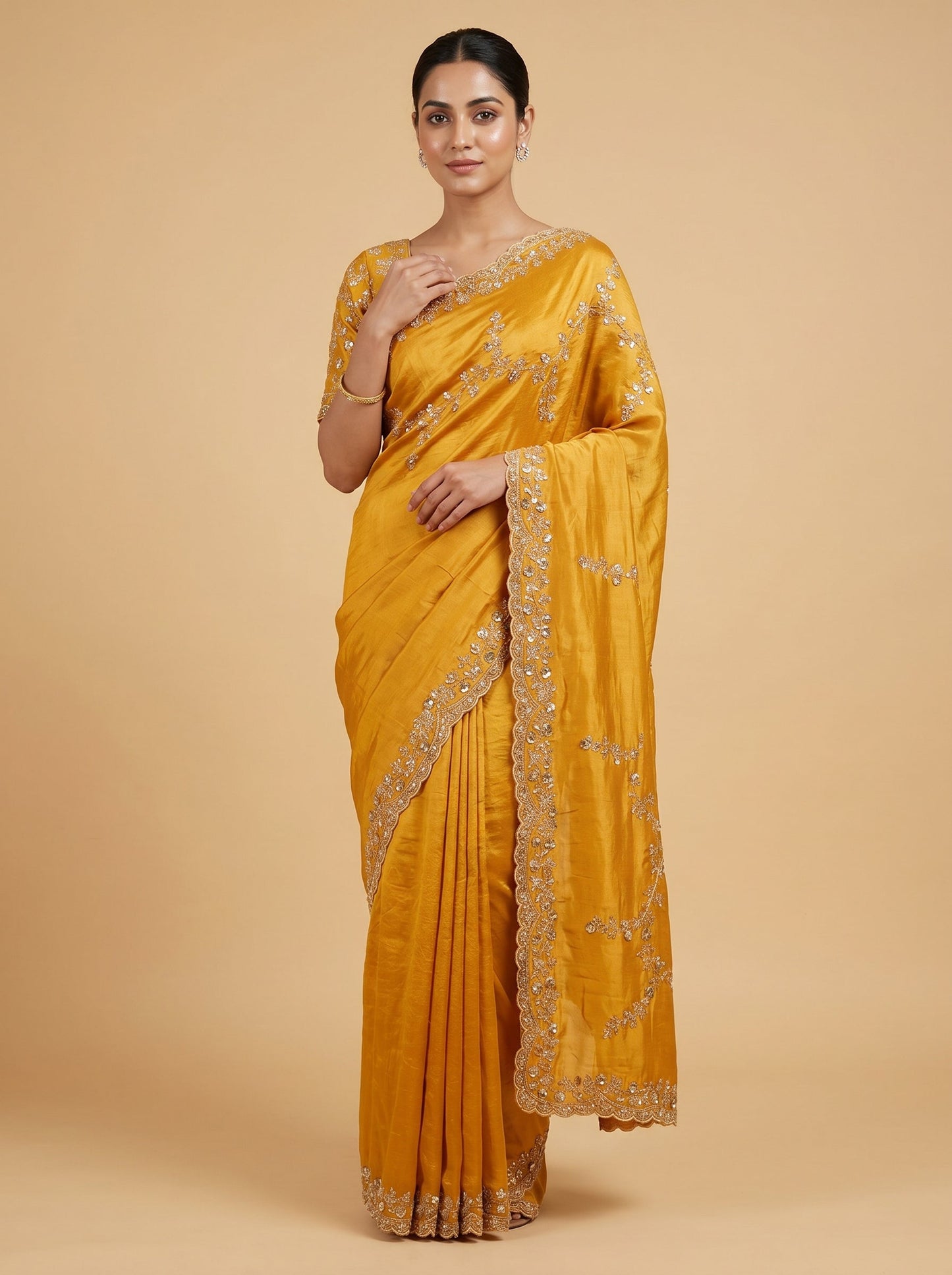 Yellow Sunbeam Shine Embroidered Saree