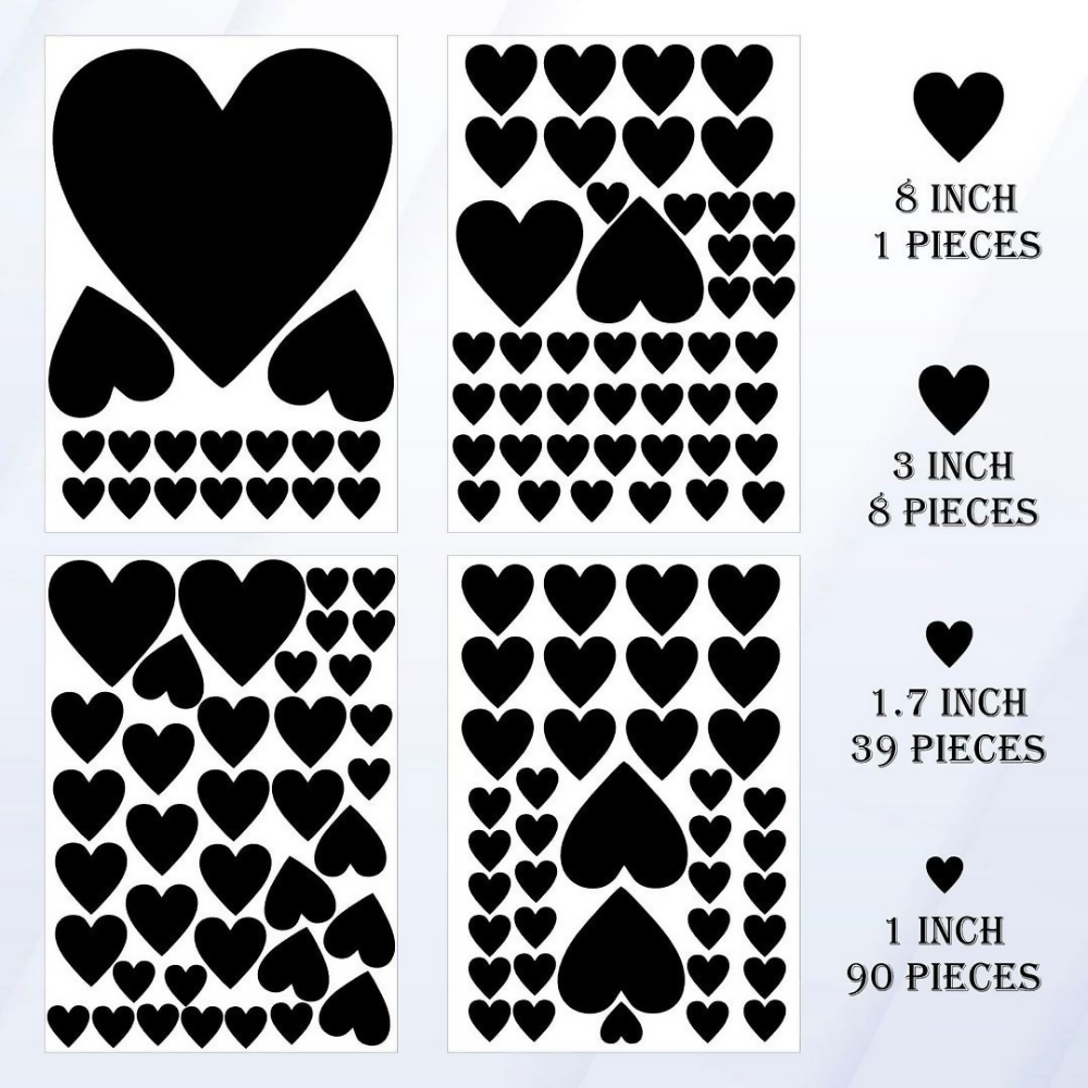 CVANU Cute Loving Heart Shape Pattern Vinyl Wall Art Self-Adhesive Durable Stickers