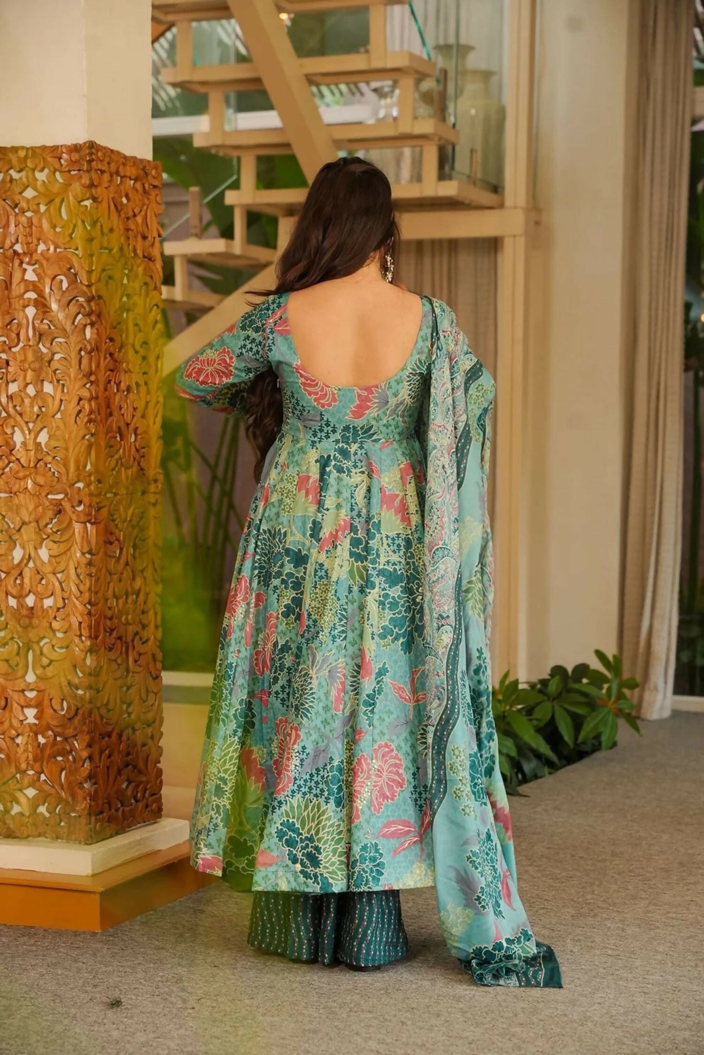 Aayaa Designer Cotton Silk Suit - Sky Blue