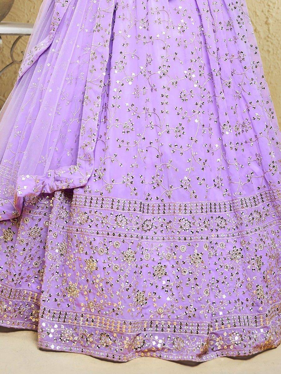 Tulsi Art Spectacular Lavender Embroidered Georgette Bridesmaid Lehenga Choli