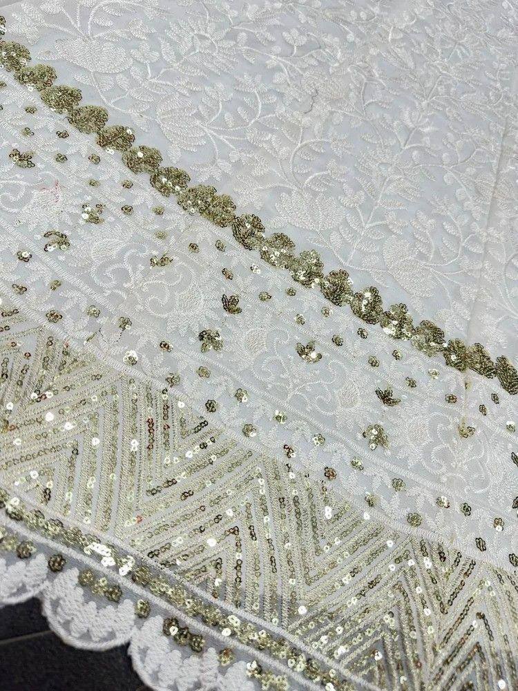 Tulsi Art Kiara Advani Inspired White Embroidered Georgette Bridal Lehenga Choli