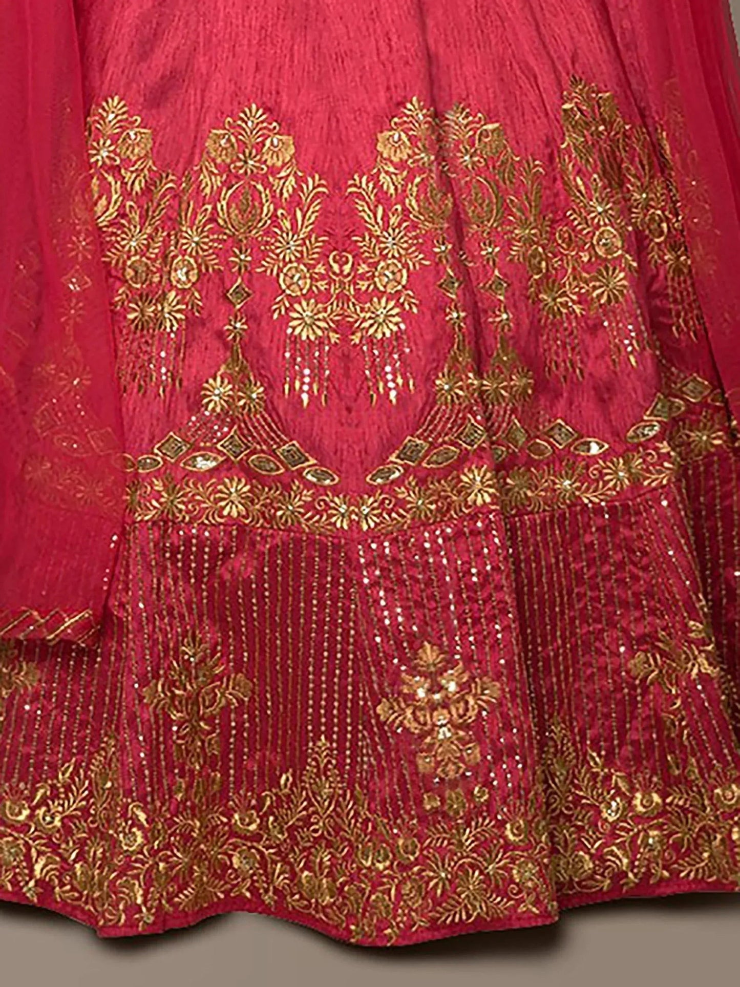 Tulsi Art Red Embroidery Silk Party Wear Lehenga Choli