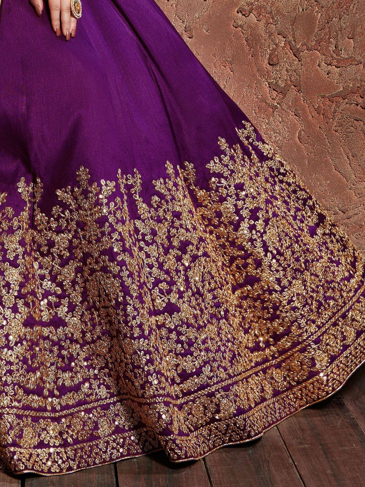 Tulsi Art Purple Sequins Silk Wedding Lehenga With Pastel Pink Choli And Dupatta
