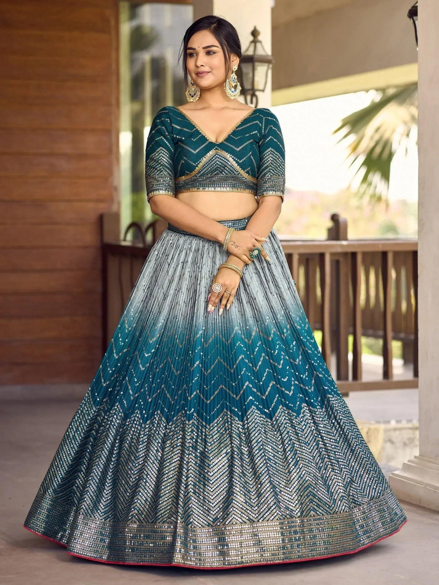 Tulsi Art Wonderful Blue Sequins Chinon Function Wear Lehenga Choli