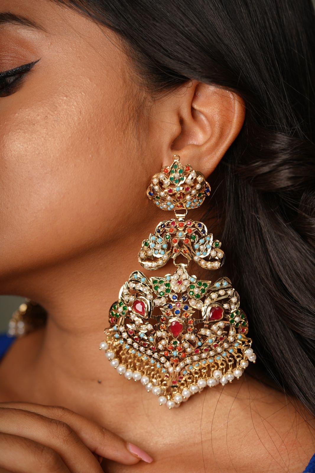 Zeba Navratna Oversized Earrings