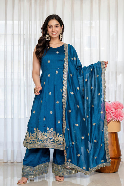Yash Enterprise Rama Simmar Silk Party Wear Embroidery Suit Set