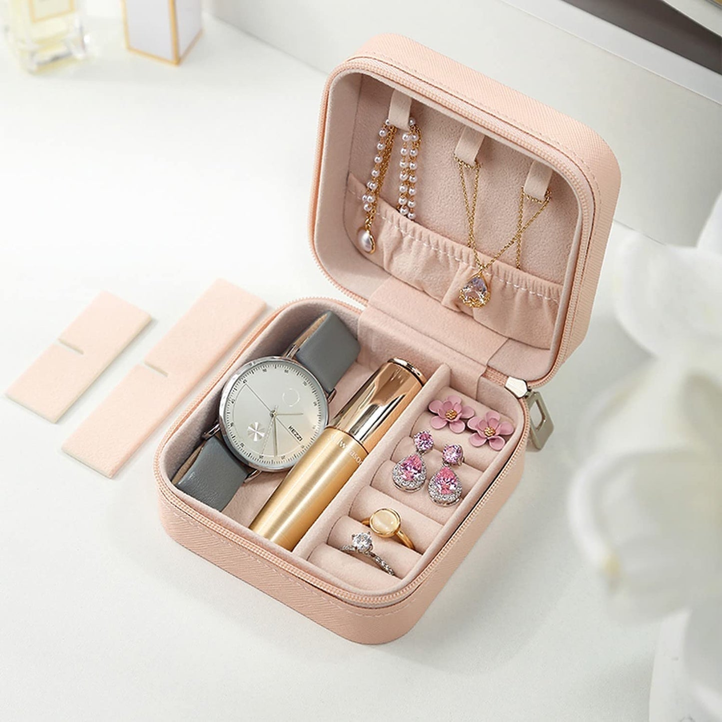 Estele Zipper Jewellery Organizer - Pink
