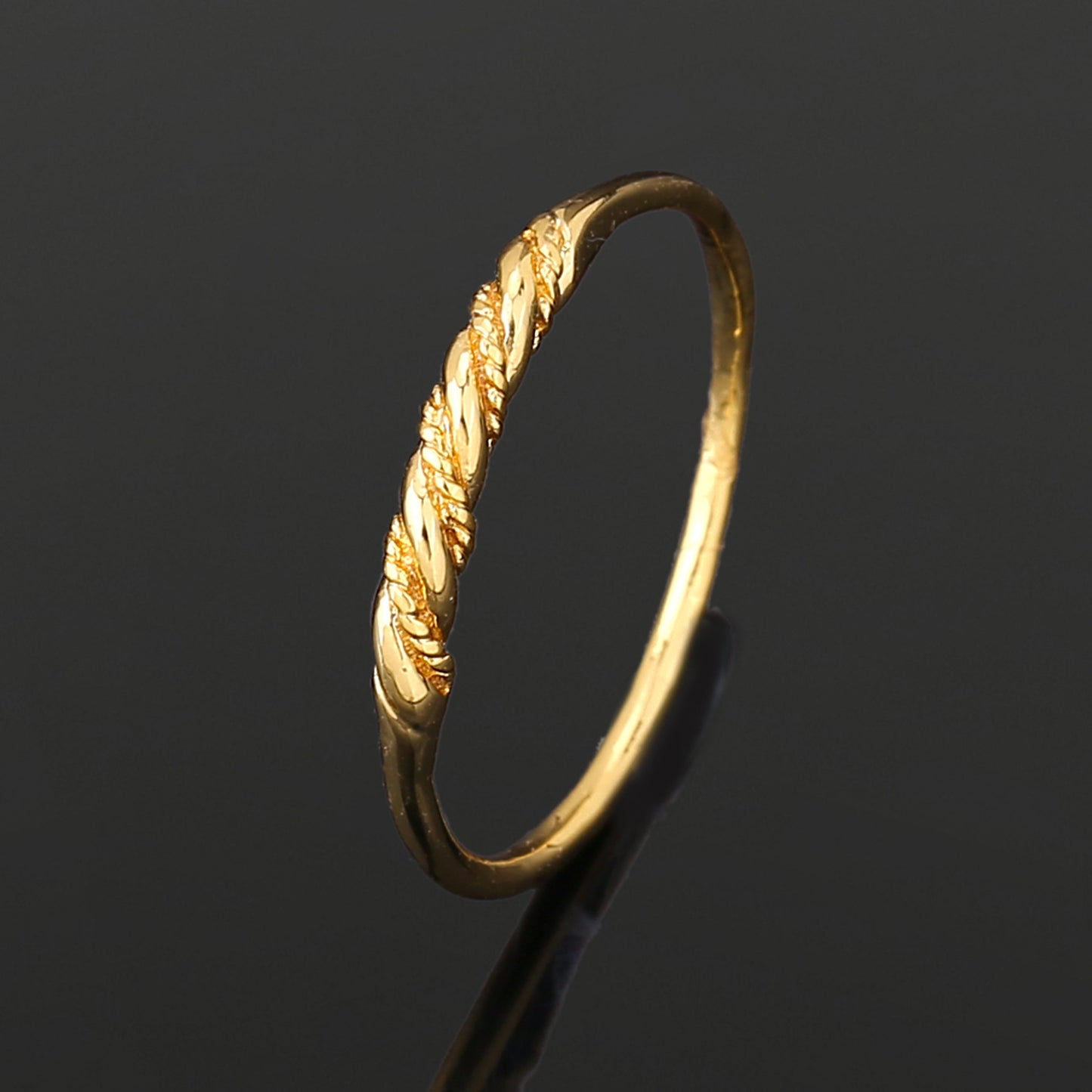 Estele Gold Plated Twisted Pattrened Finger Ring for Women