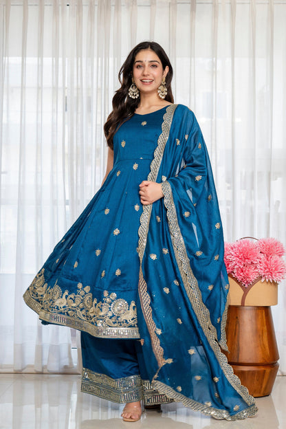 Yash Enterprise Rama Simmar Silk Party Wear Embroidery Suit Set