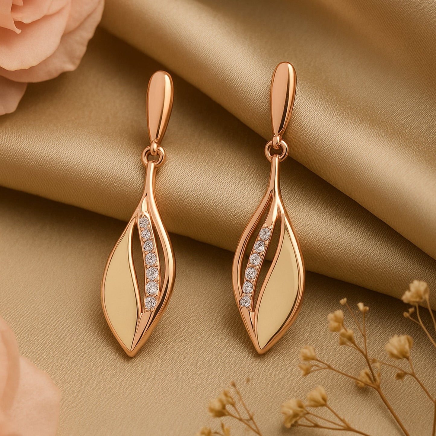 Rose Gold Enamel Earrings