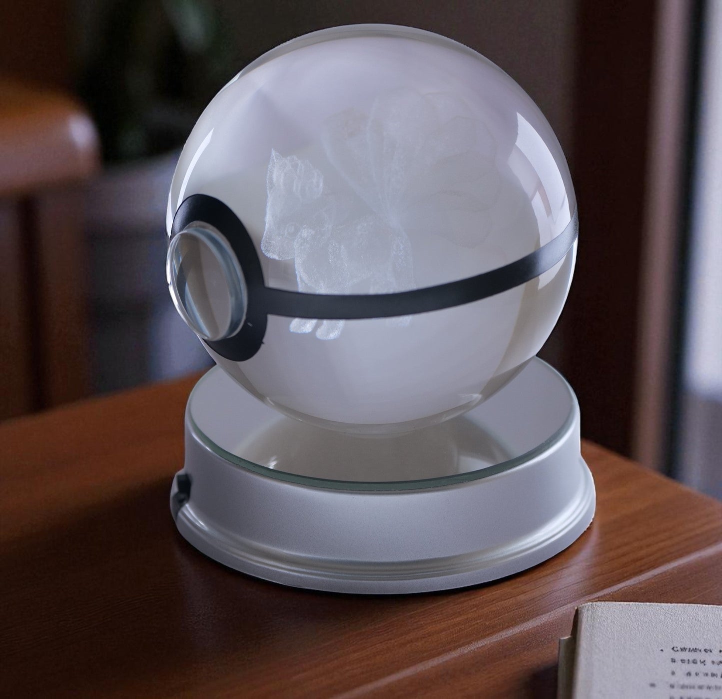 Vulpix Pokémon Crystal Poké Ball 3D Laser Engraved Figurine | Color Changing LED Night Lamp | Collectible by ShoppingNest
