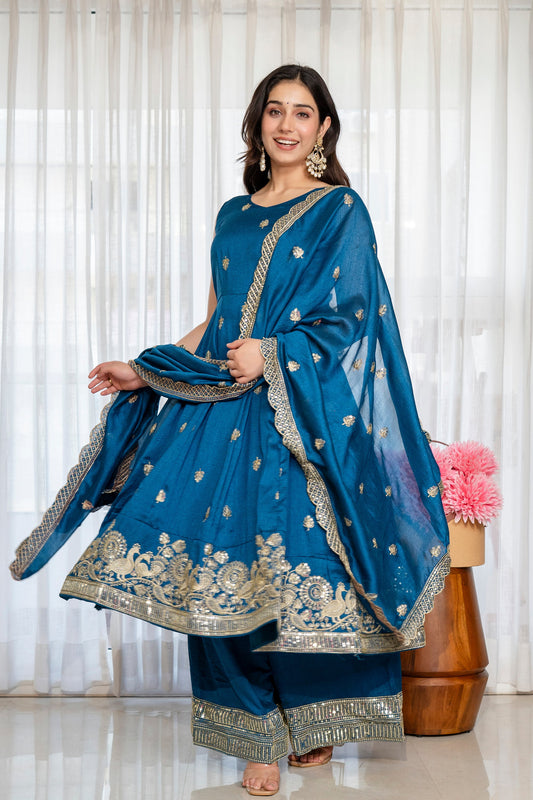 Yash Enterprise Rama Simmar Silk Party Wear Embroidery Suit Set