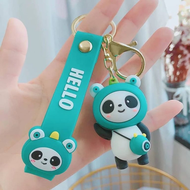 Blue Panda Silicon Keychain | Model B | 3D Lanyard Keychain | Premium |
