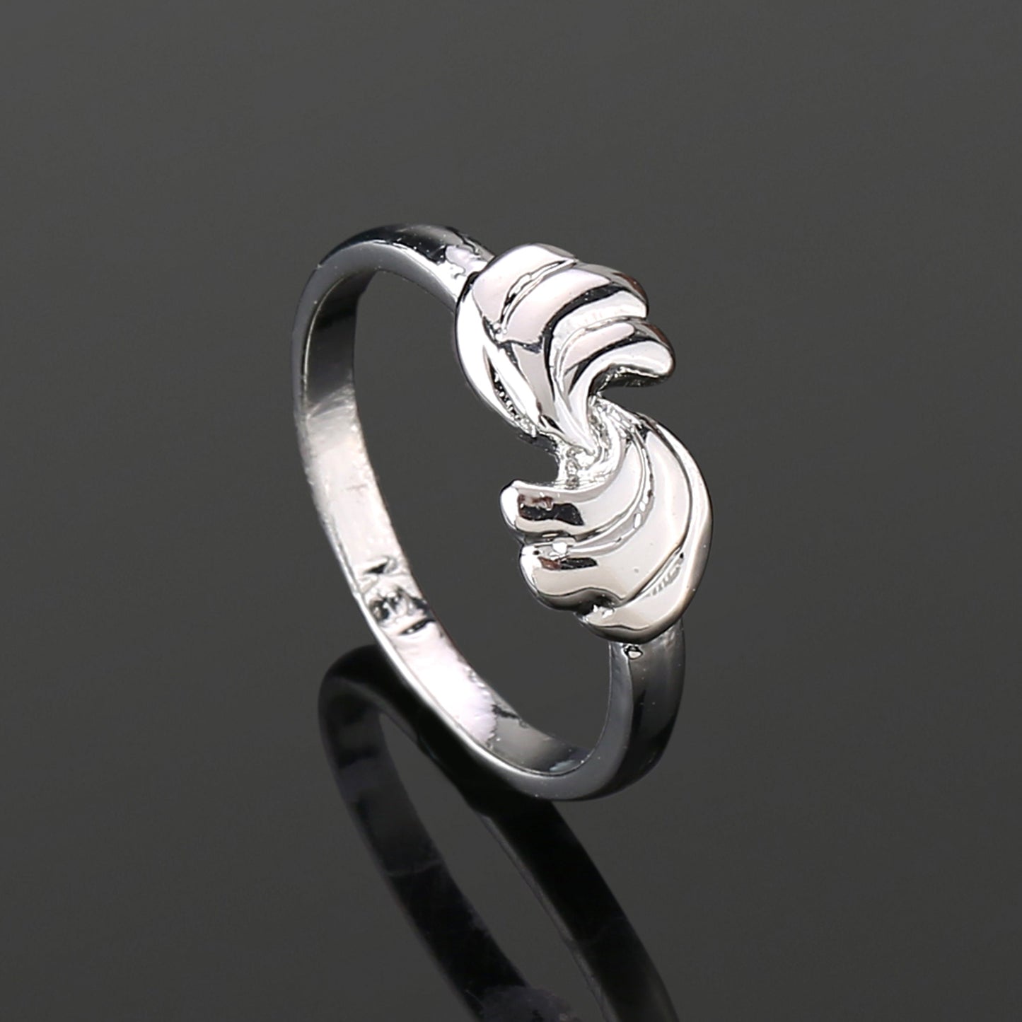 Estele Rhodium Plated Twisted Wings Finger Ring for Women