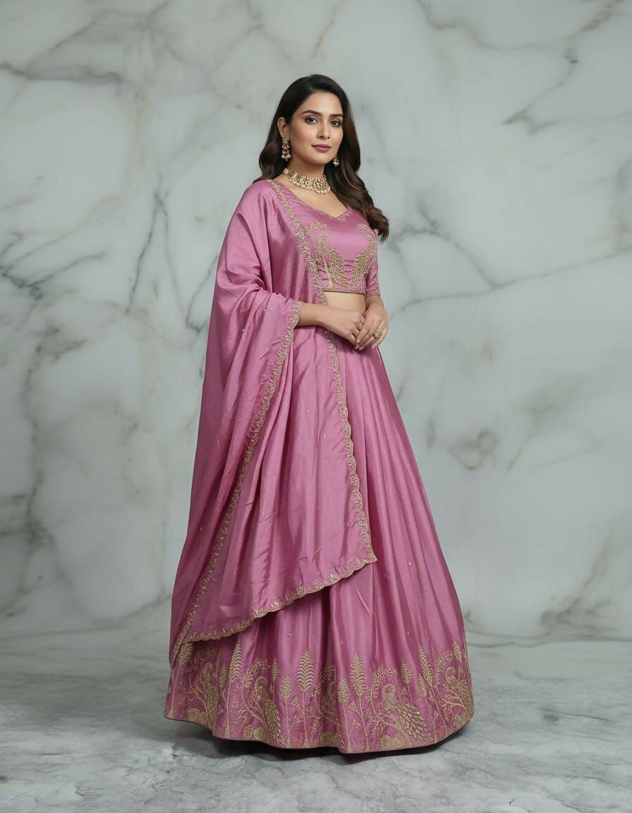 Teeya Creation New Womens Latest Embroidered Designer Lehenga Choli Set - Pink