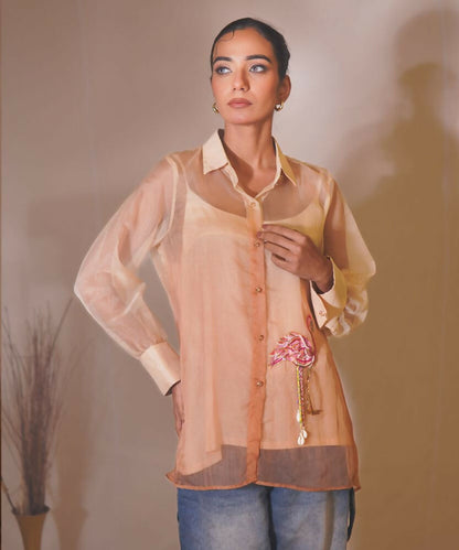 Timaraa Flamingo Whisper Ombre Organza Shirt