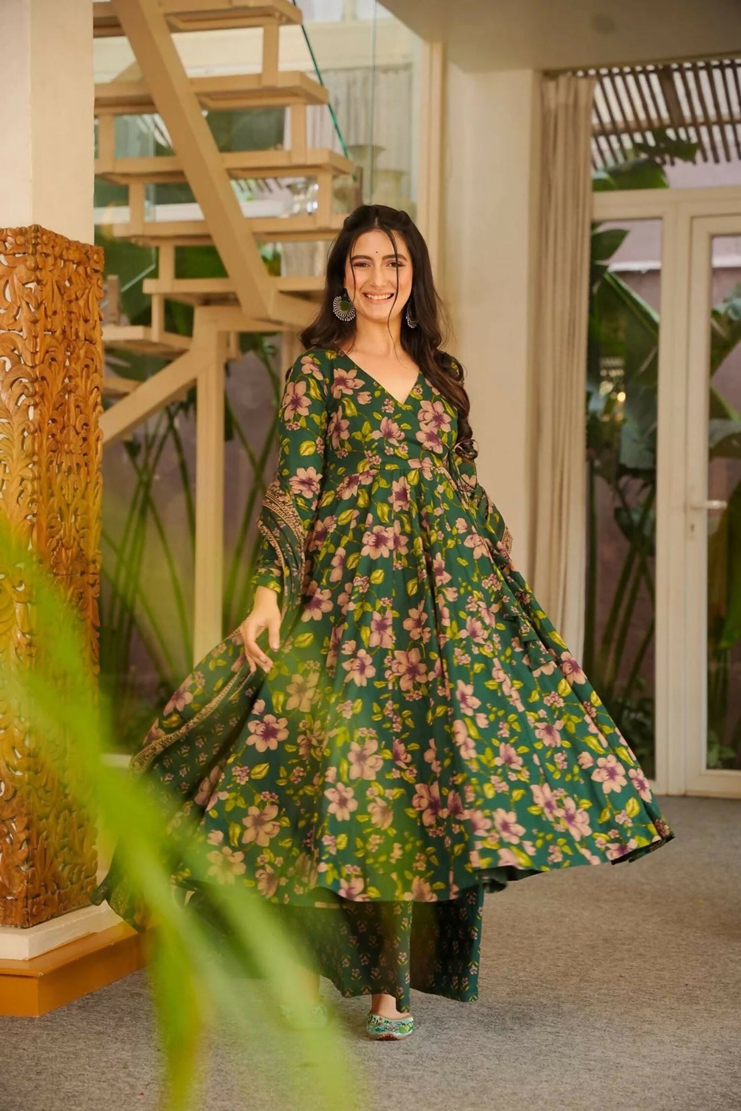 Aayaa Designer Cotton Silk Suit - Green