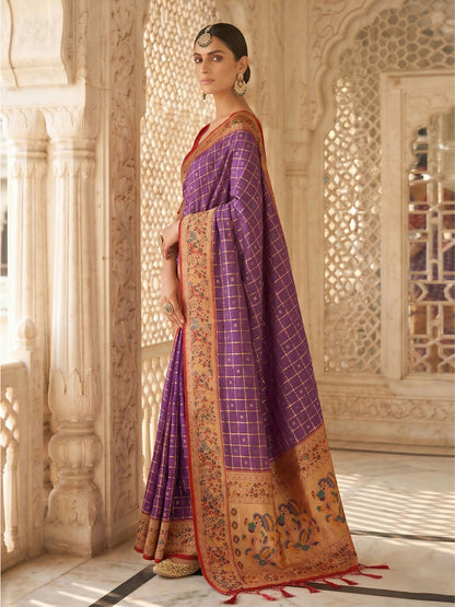 Shree Shyam Fashion Purple Banarasi Silk Blend Saree