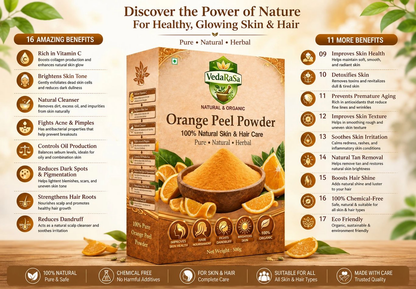 VedaRasa Organic Orange Peel Powder For Face Mask, Skin Care & Natural Glow