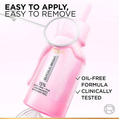 L'Oreal Paris Glycolic-Bright Anti Dark Spot Exfoliant Peel 15% Aha + Bha + Pha + Niacinamide