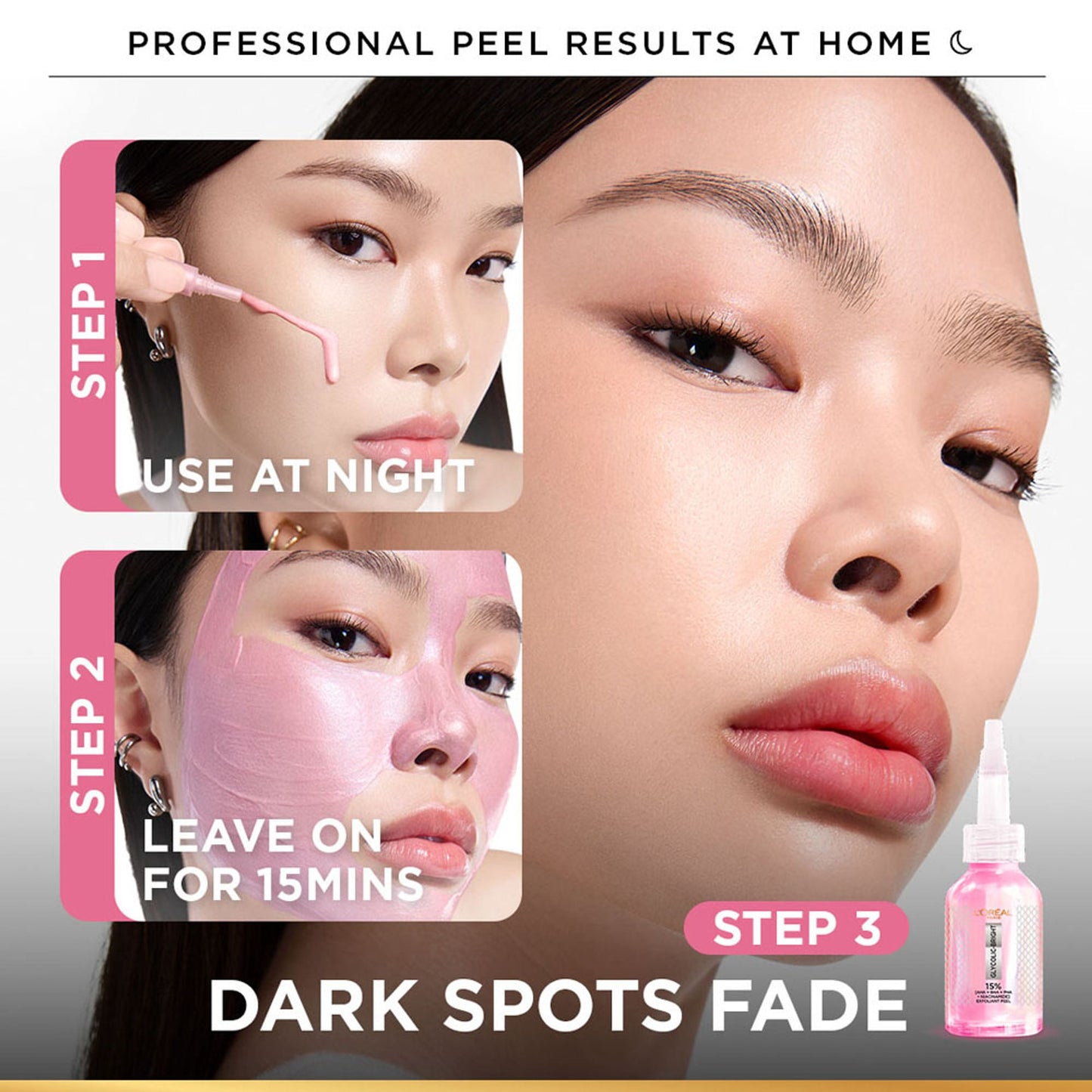 L'Oreal Paris Glycolic-Bright Anti Dark Spot Exfoliant Peel 15% Aha + Bha + Pha + Niacinamide