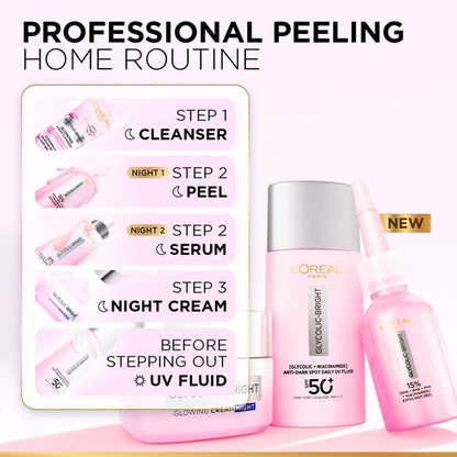 L'Oreal Paris Glycolic-Bright Anti Dark Spot Exfoliant Peel 15% Aha + Bha + Pha + Niacinamide