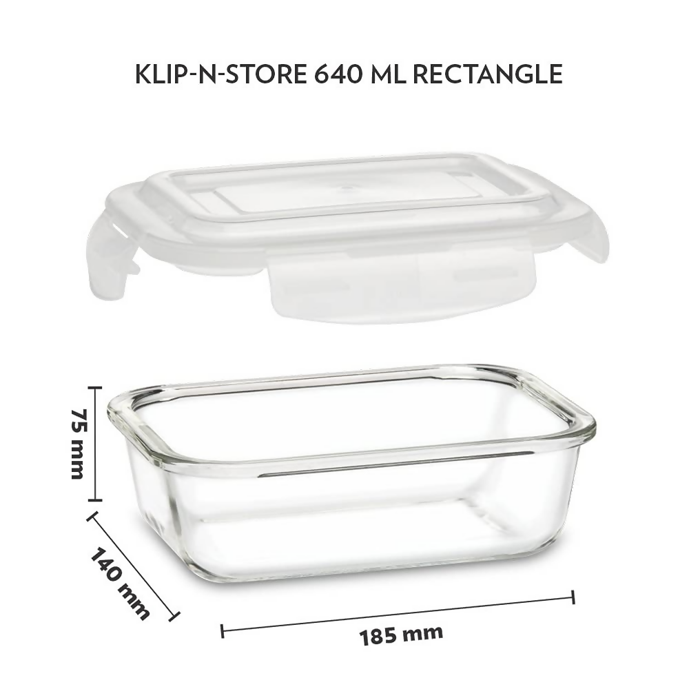 Borosil Klip N Store Glass Storage Containers - Set of 2