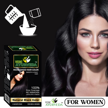 VedicAyurveda Natural Pure Henna Based Hair Color - Natural Black