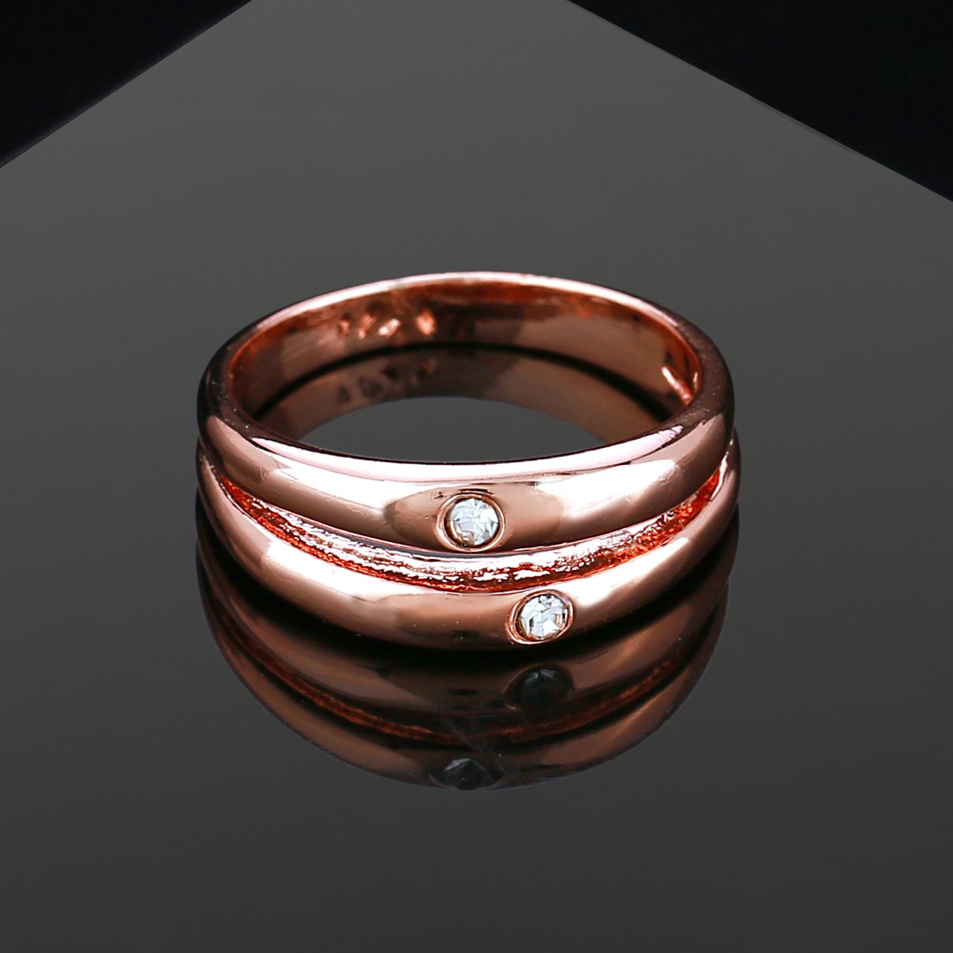 Estele Rose Gold Plated Trendy Finger Ring with Austrian Crystal for Women