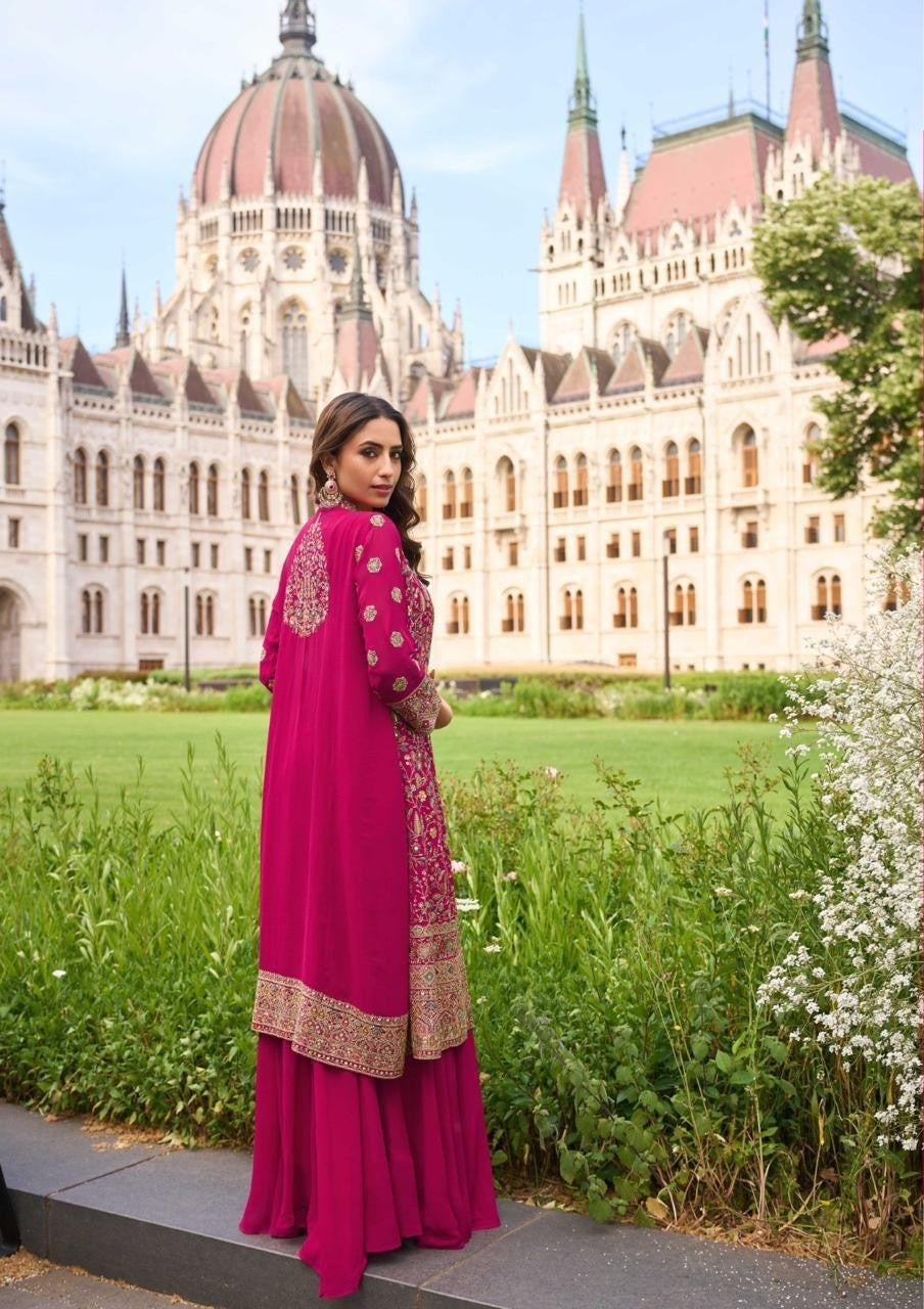 Anaita Georgette Stitched Suit With Embroidery & Beats Work
