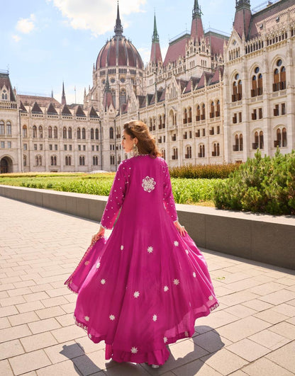 Anaita Rani-Pink Silk Stitched Suit With Embroidery Work