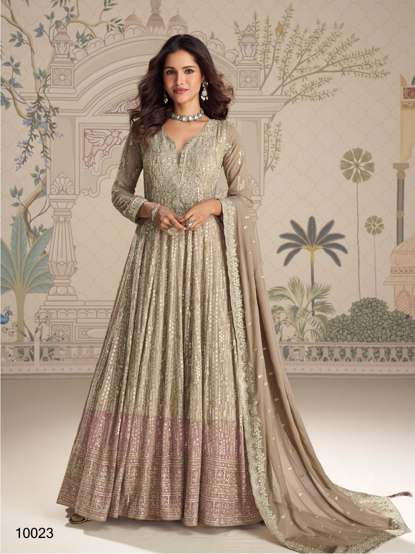 Anaita Chiku Georgette Stitched Anarkali Suit With Embroidered Sequins Work