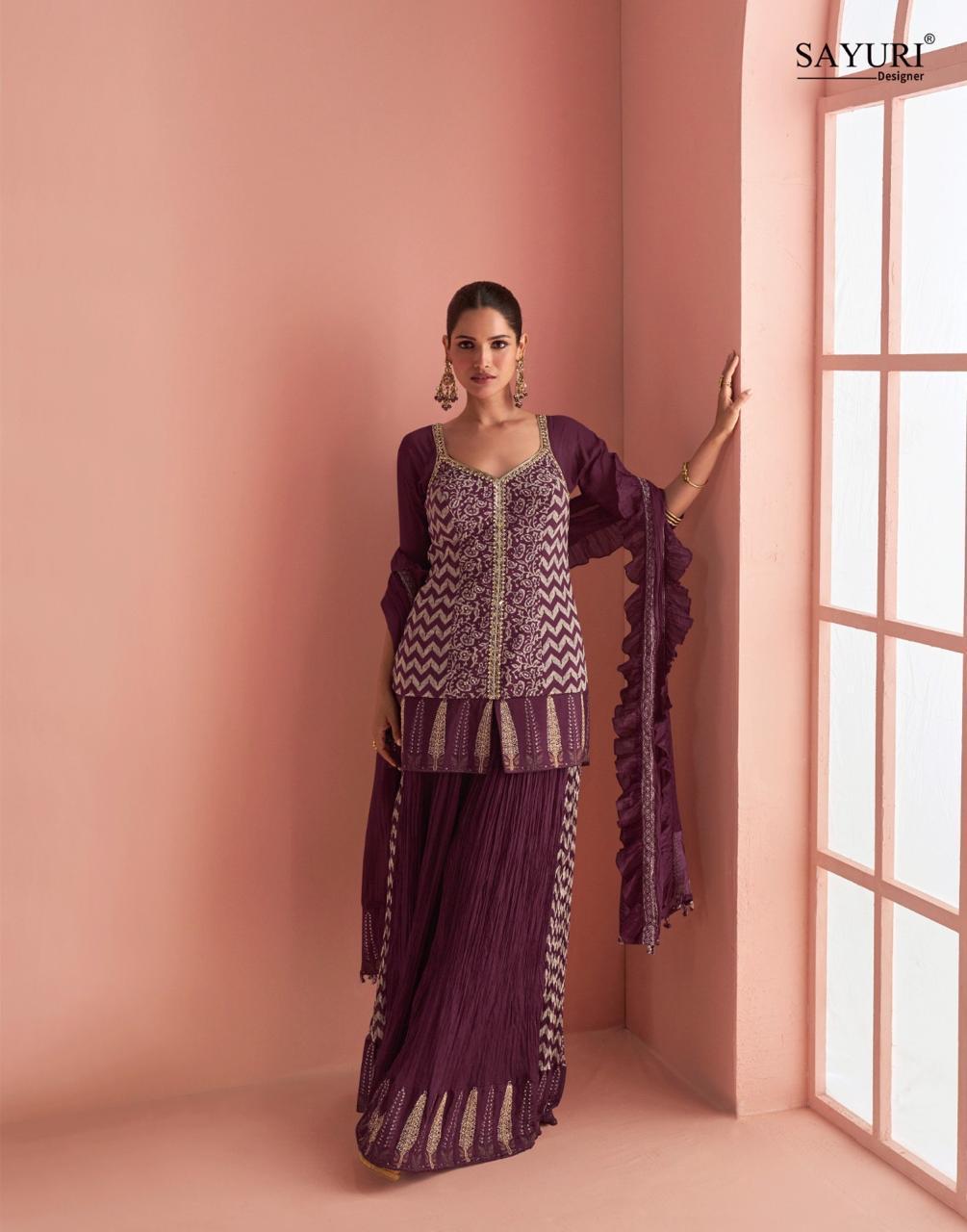 Anaita Purple Chinon Stitched Suit With Embroidery Work