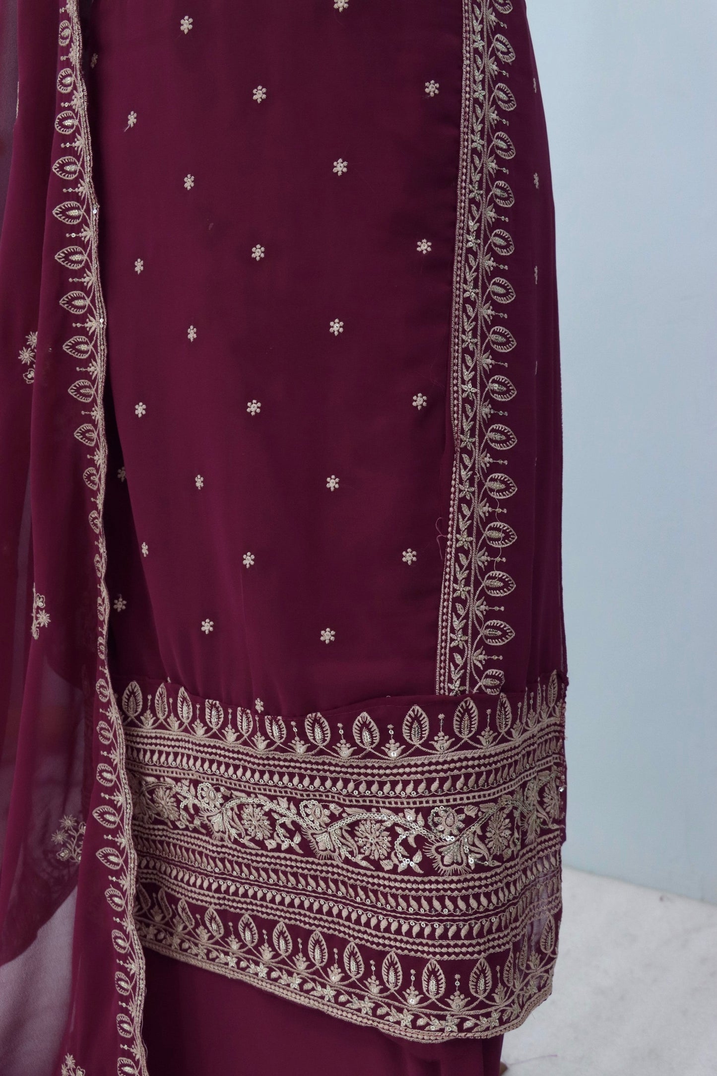 Anaita Wine Premium Embroidered Georgette Salwar Suit