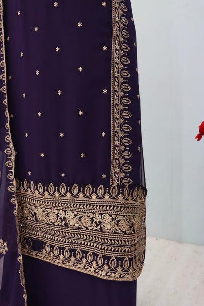 Anaita Purple Premium Embroidered Georgette Salwar Suit