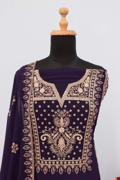 Anaita Purple Premium Embroidered Georgette Salwar Suit