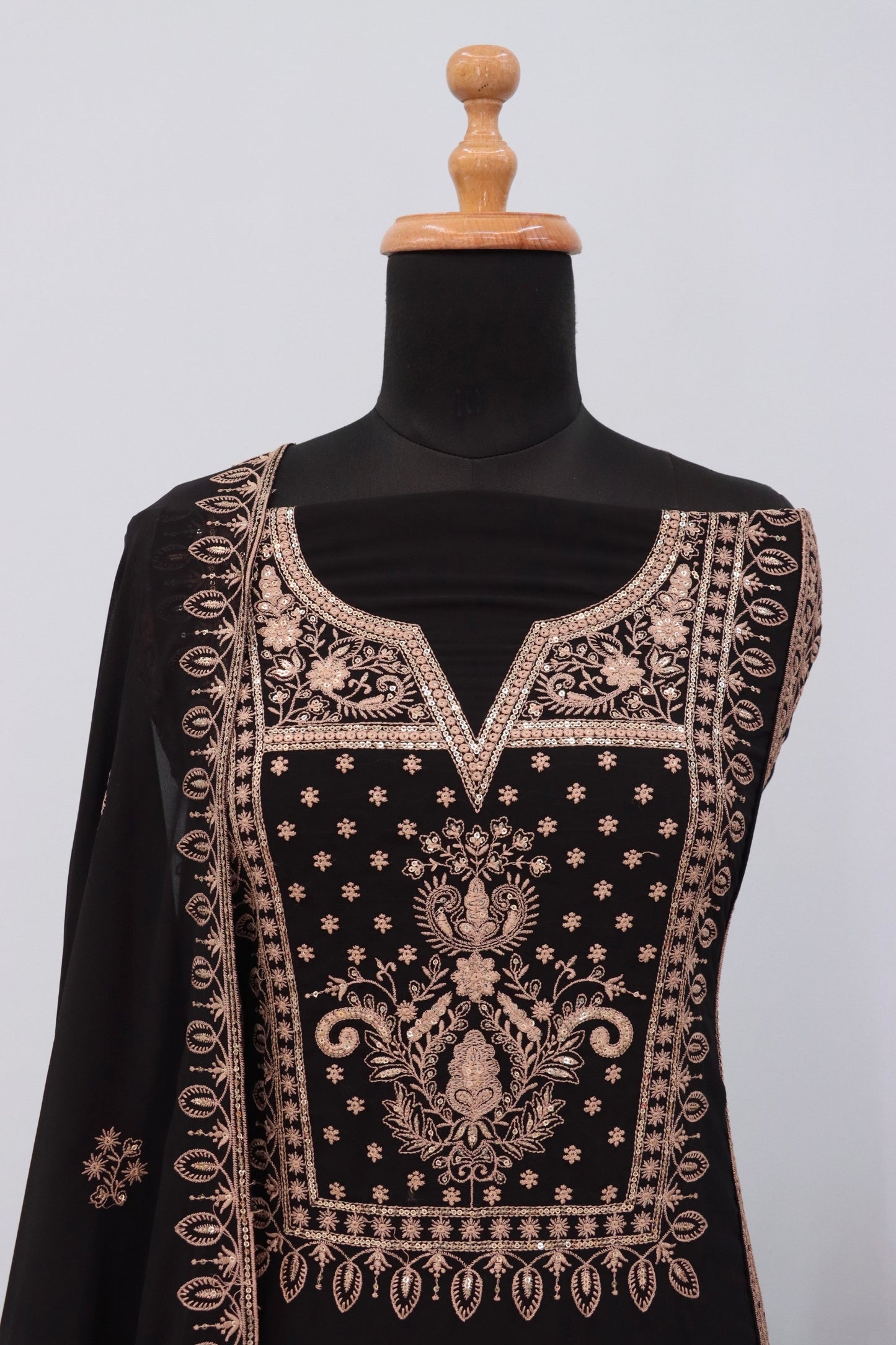 Anaita Black Premium Embroidered Georgette Salwar Suit