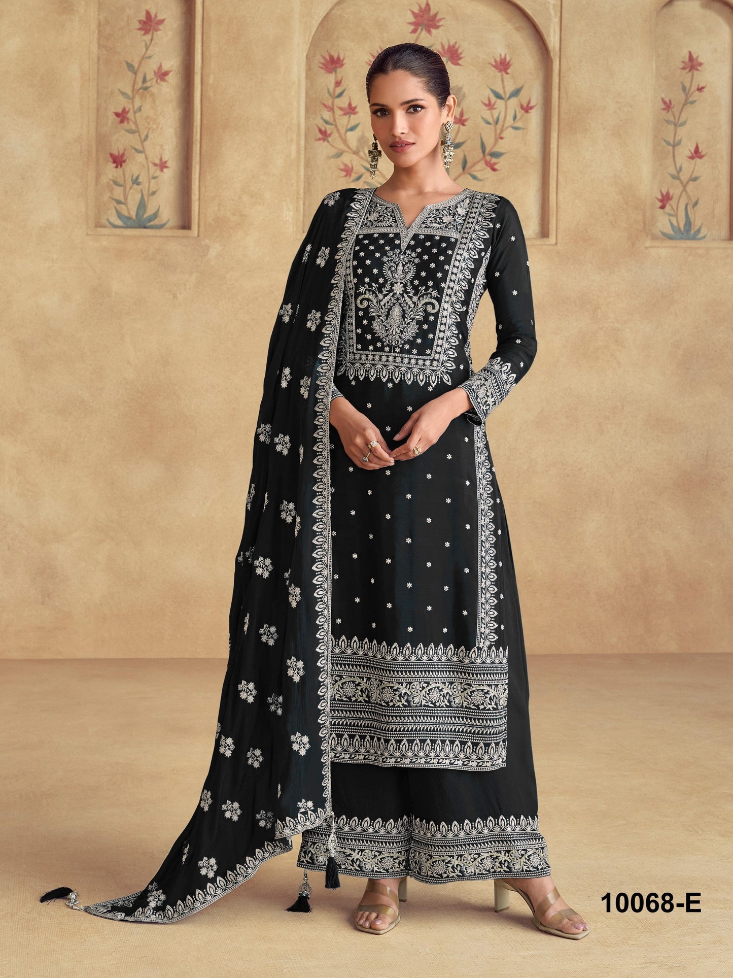 Anaita Black Premium Embroidered Georgette Salwar Suit